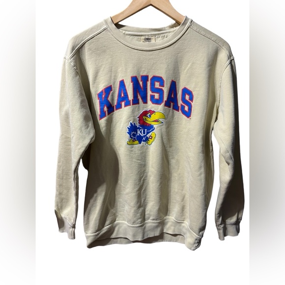 kansas KU Comfort Colors Unisex Size Small Cream Color - Picture 1 of 9